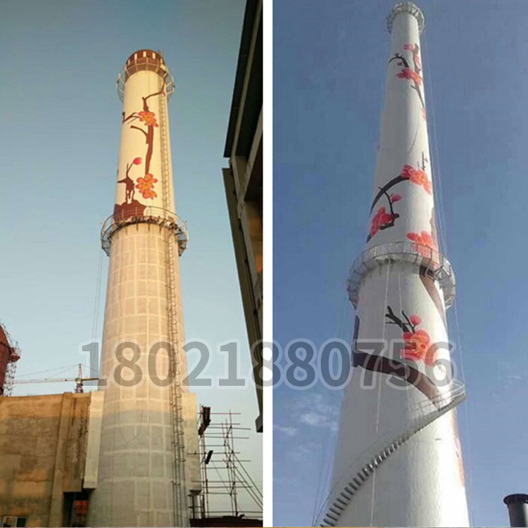 煙囪外壁梅花圖設計裝飾繪畫